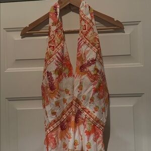 Taylor Orange and White Backless Dress